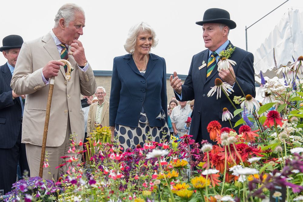 King Charles and Queen Camilla admire the flowers at the Great Yorkshire Show.