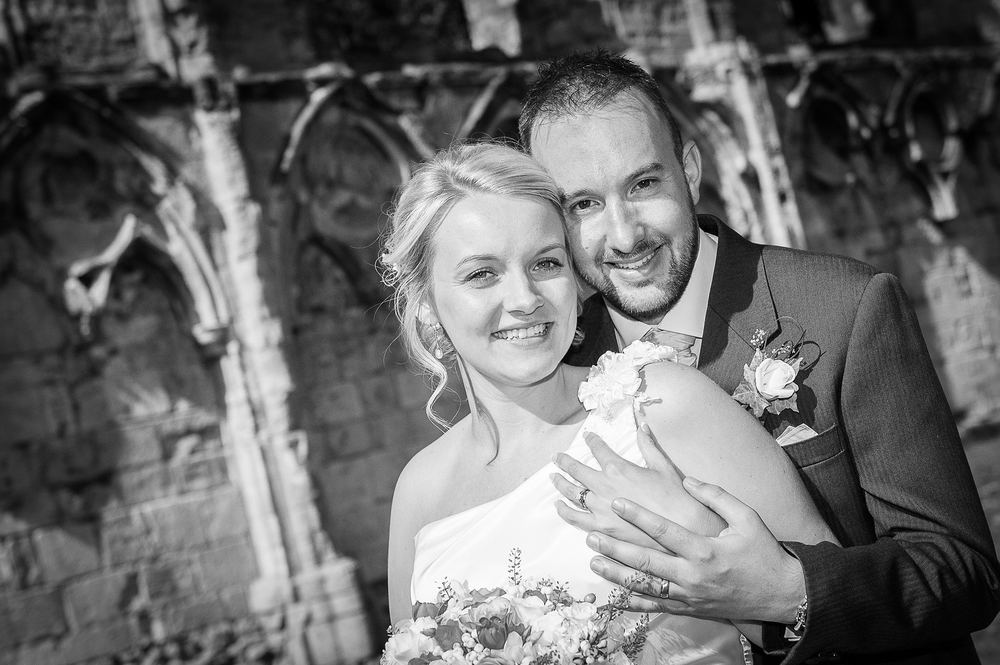 Newly-weds Emma & Dave after their wedding at The Hospitium, York.