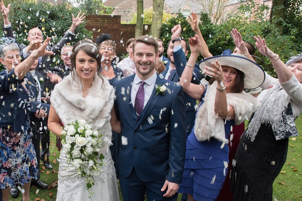 Confetti thrown in the York Register Office gardens.